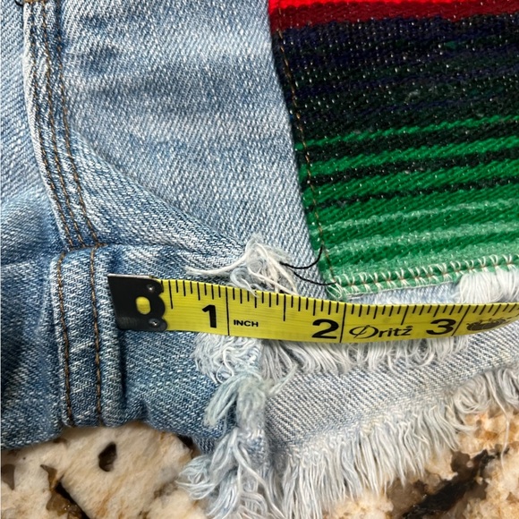 Young & Faded Low-rise Denim Micro Shorts with Frayed Hem and Statement Pockets - Picture 6 of 6